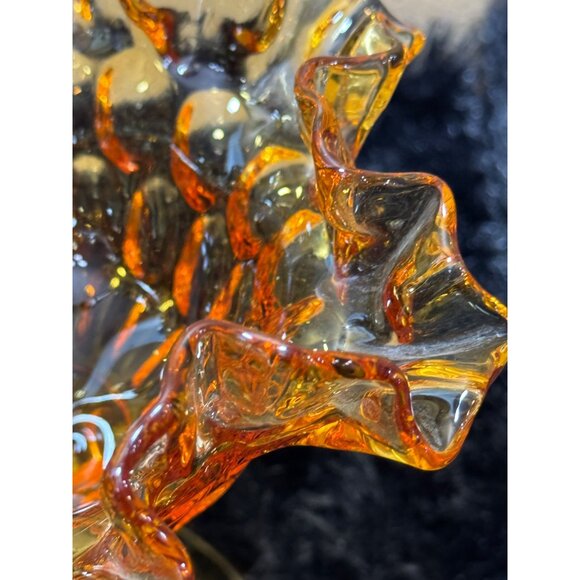 Vintage Amberina Ruffled Glass Compote Bowl Pedestal Candy Dish Decorative Home - Picture 3 of 6